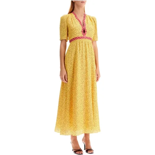 Ambra Sunrise Jacquard Seiden Midi Kleid - Saloni - Modalova