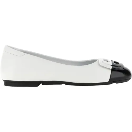 Leather Ballet Flats with Patent Toe , female, Sizes: 3 UK, 4 UK - Hogan - Modalova