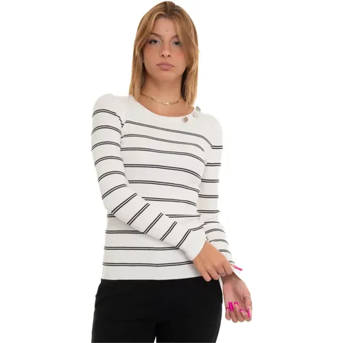 Striped Round-Neck Pullover , female, Sizes: XL, L - Liu Jo - Modalova