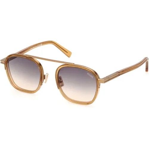 Dark Yellow Sunglasses Ez0231 , unisex, Sizes: 51 MM - Ermenegildo Zegna - Modalova