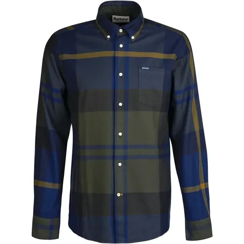 Dunoon Tailored Shirt in Olive Night , male, Sizes: L, XL, M - Barbour - Modalova