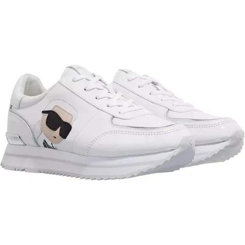 Weiße Leder Wildleder Schnürsneaker - Karl Lagerfeld - Modalova