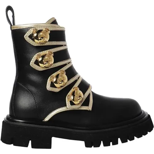 Leder Stiefeletten mit spitzer Kappe - Moschino - Modalova