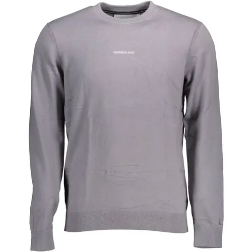 Graues Baumwollshirt mit Stickerei , Herren, Größe: XL - Calvin Klein - Modalova