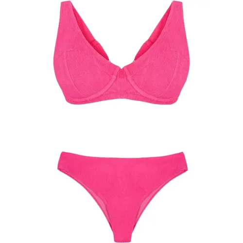 Geprägtes Fuchsia Bikini-Set , Damen, Größe: S - Me-Fui - Modalova