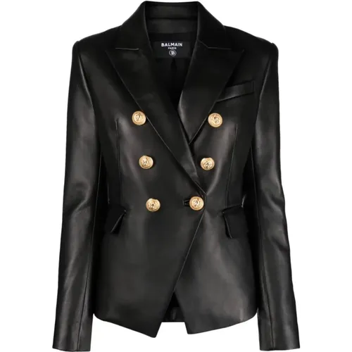 Leather Jacket with 6 Buttons , female, Sizes: L - Balmain - Modalova