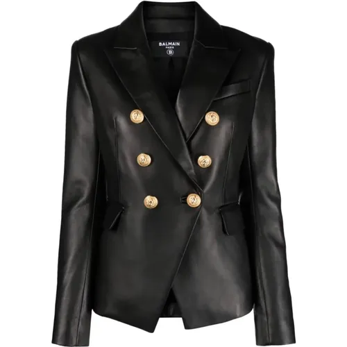 Leather Jacket with 6 Buttons , female, Sizes: S, M - Balmain - Modalova