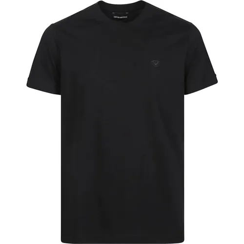 Klassisches Schwarzes Baumwoll-T-Shirt,Navy Blaues Baumwoll T-Shirt,Casual Baumwoll T-Shirt,T-Shirts - Emporio Armani - Modalova