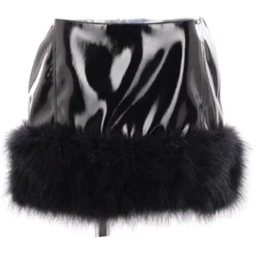 Vinyl Feather Mini Skirt , female, Sizes: XS, 2XS - Blumarine - Modalova