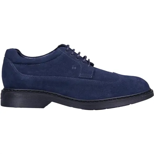 Blaue Wildleder Schnürschuhe , Herren, Größe: 41 1/2 EU - Hogan - Modalova