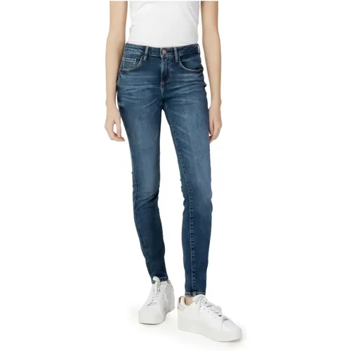 Blaue einfarbige Damenjeans , Damen, Größe: W32 L30 - Guess - Modalova