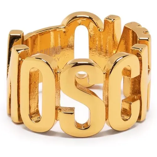 Golden Logo Engraved Brass Jewelry , female, Sizes: M - Moschino - Modalova