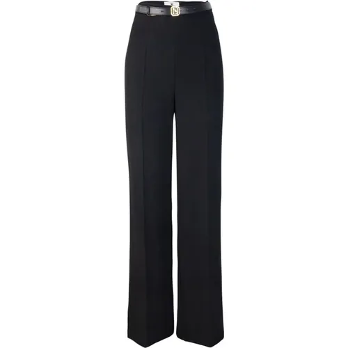 Schwarze Slim Fit Hose mit Monogramm-Futter - Elisabetta Franchi - Modalova