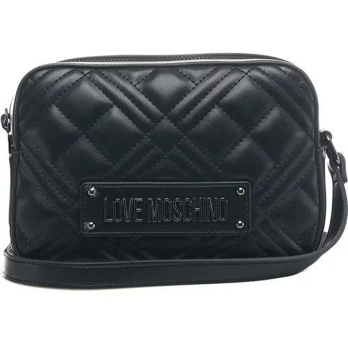 Gepolsterte Schwarze Schultertasche , Damen, Größe: ONE Size - Love Moschino - Modalova