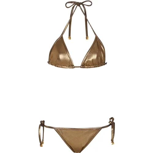 Metallisierter Triangel-Bikini , Damen, Größe: 2XS - Balmain - Modalova