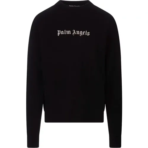Wool Blend Sweater with Logo , male, Sizes: XL, L, M, S - Palm Angels - Modalova