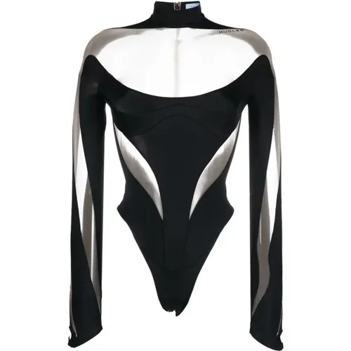 Illusion Tulle Bodysuit , female, Sizes: S - Mugler - Modalova