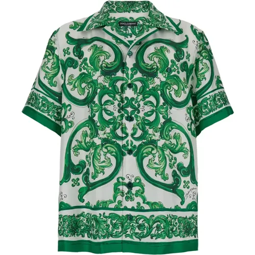 Shirts with Maiolica Look , male, Sizes: XL - Dolce & Gabbana - Modalova