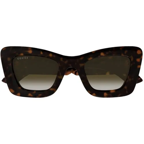 Cateye-Acetat-Sonnenbrille in Braun-Schildpatt , Damen, Größe: 49 MM - Gucci - Modalova