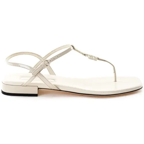 Ivory Patent Leather Sandals , female, Sizes: 7 UK, 5 UK - Miu Miu - Modalova