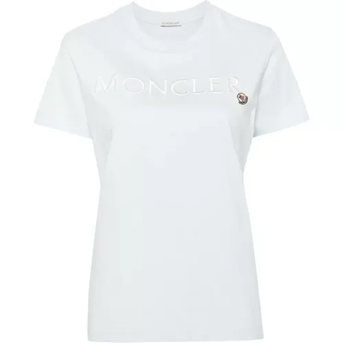 Womens Branded Cotton T-Shirt , female, Sizes: S, M - Moncler - Modalova