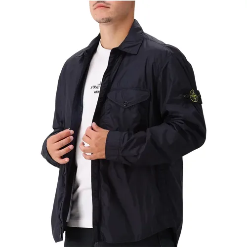 Crinkle Rep Leichte Blaue Jacke - Stone Island - Modalova