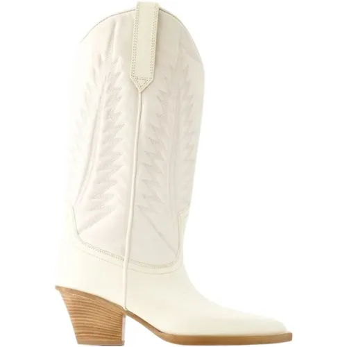 Snake-Embossed Leather Boots - Beige , female, Sizes: 5 UK, 4 UK, 3 UK, 7 UK, 6 UK - Paris Texas - Modalova