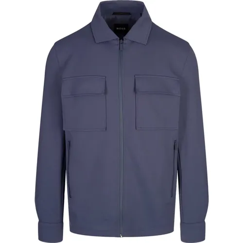 Blaues Baumwollmisch Herren Overshirt , Herren, Größe: L - Hugo Boss - Modalova