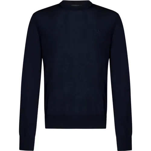 Blauer Wollpullover mit Logo-Stickerei , Herren, Größe: 2XL - Dsquared2 - Modalova