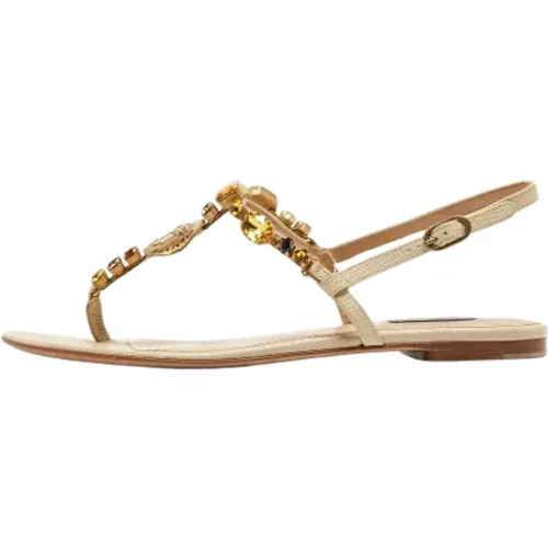 Pre-owned Leder sandals , Damen, Größe: 39 1/2 EU - Dolce & Gabbana Pre-owned - Modalova