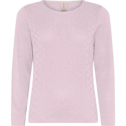 Feminine O-Neck Pullover Bluse Rose , Damen, Größe: 2XL - Skovhuus - Modalova