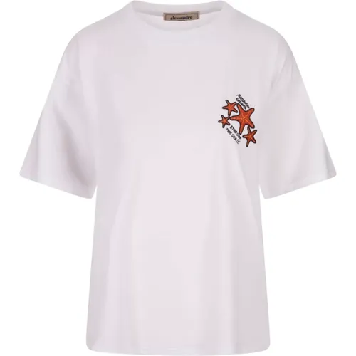 Stars Embroidered T-shirt , female, Sizes: L, M, XS, S - Alessandro Enriquez - Modalova