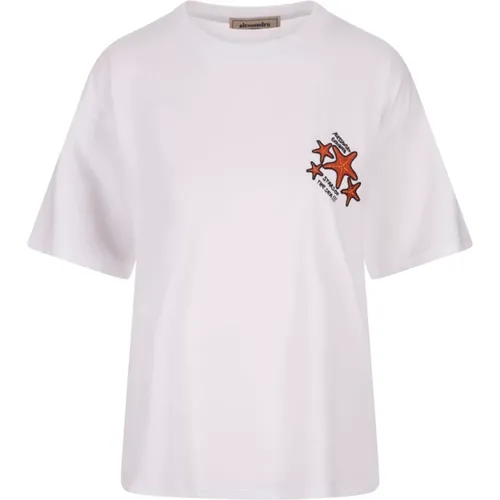 Stars Embroidered T-shirt , female, Sizes: L, XS - Alessandro Enriquez - Modalova