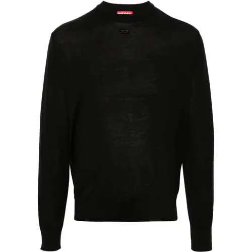 Schwarzer Strickpullover Oval D Design , Herren, Größe: S - Diesel - Modalova