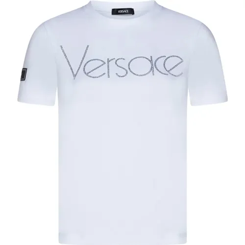 Crystal Logo T-shirts and Polos , female, Sizes: XS, M, S - Versace - Modalova