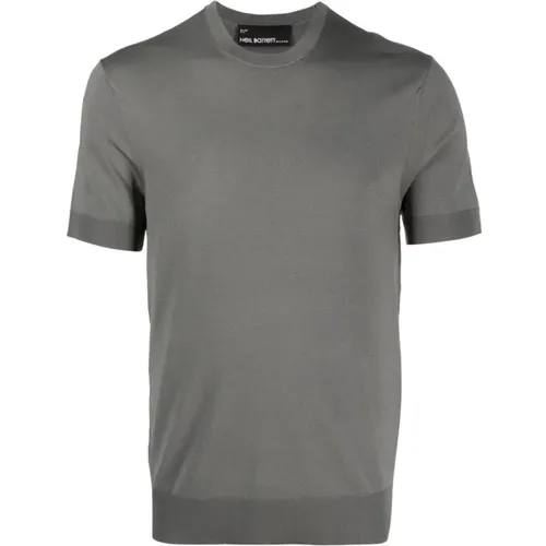 Graues T-Shirt - 100% Baumwolle , Herren, Größe: XL - Neil Barrett - Modalova