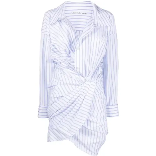 Striped Asymmetric Shirt Dress , female, Sizes: S - alexander wang - Modalova