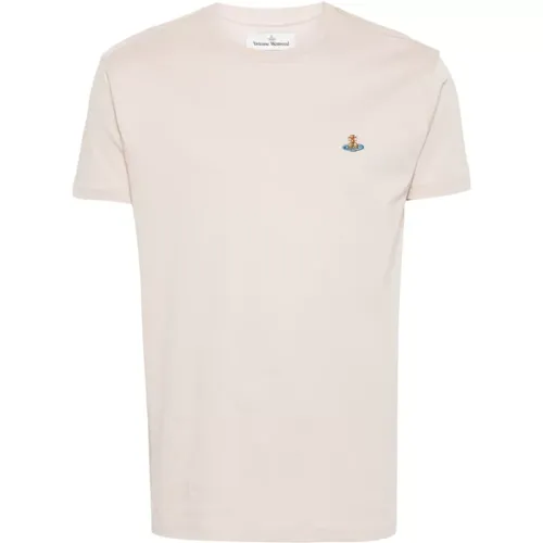 Baumwoll-Jersey T-Shirt mit Signature Orb Logo , Herren, Größe: 2XL - Vivienne Westwood - Modalova