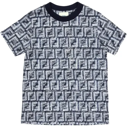 Blauer Monogram Kinder T-shirt - Fendi - Modalova