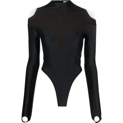 Schwarz/Nude Halterneck Body , Damen, Größe: S - Mugler - Modalova