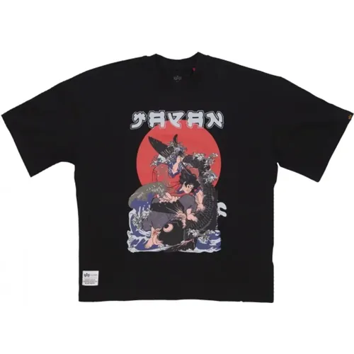 Japan Warrior Tee Schwarz , Herren, Größe: L - alpha industries - Modalova