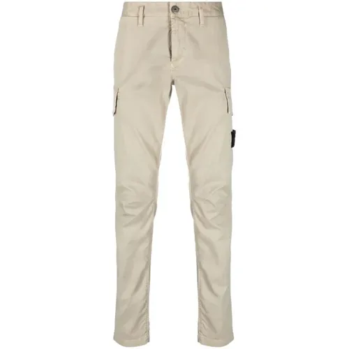 Elastic Cotton Cargo Pants , male, Sizes: W30 - Stone Island - Modalova