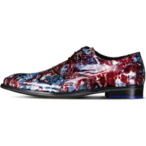 Leather Lace-Up Shoes with Abstract Pattern , male, Sizes: 7 1/2 UK, 6 1/2 UK - Van Bommel - Modalova