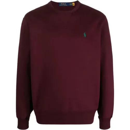 Bordeauxroter Fleece-Sweatshirt mit Besticktem Logo - Ralph Lauren - Modalova