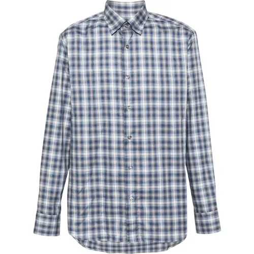 Checkered Cotton Shirt Classic Collar , male, Sizes: M, 2XL - Brioni - Modalova