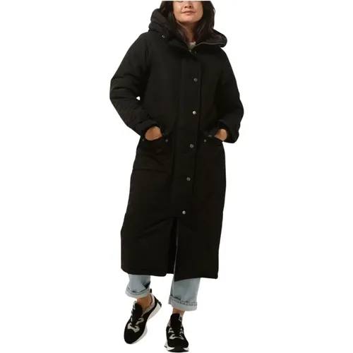 Langer Mantel Damenjacke Schwarz , Damen, Größe: M - Object - Modalova