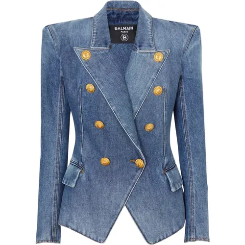 Button denim jacket , female, Sizes: XS, S - Balmain - Modalova