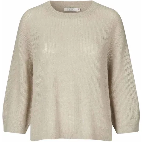 Soft and Luxurious Knit with ¾ Sleeves and Round Neck , female, Sizes: L, 2XL - Masai - Modalova