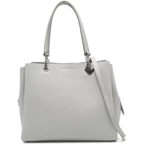 Grey Palmellato Logo-Charm Tote Bag , female, Sizes: ONE SIZE - Emporio Armani - Modalova