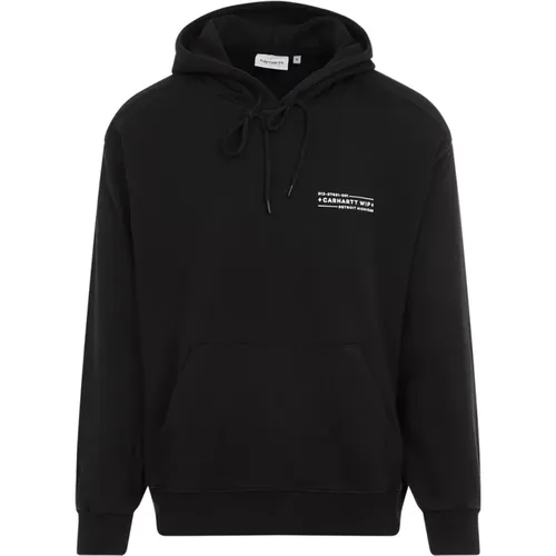 Schwarz Weiß Hooded Stamp Sweatshirt , Herren, Größe: S - Carhartt WIP - Modalova